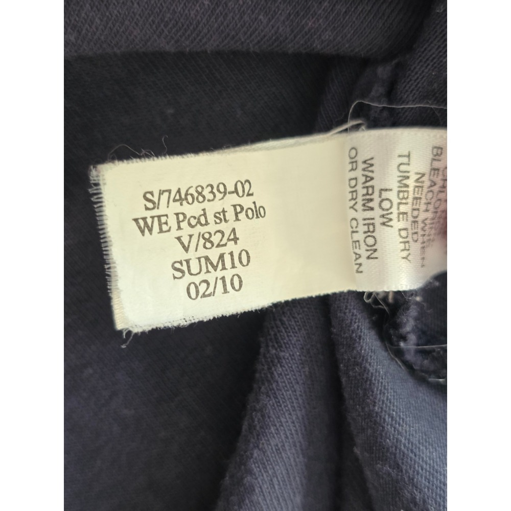 Banana Republic Fitted Pima Cotton Polo Chest Stripe XL Navy Blue Casual Preppy - Picture 6 of 8